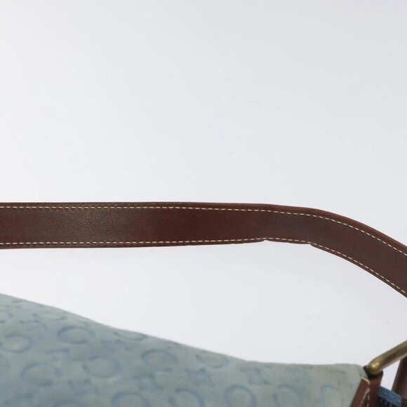 CELINE C Macadam Canvas Shoulder Bag Suede Leather Blue Gold Auth - Picture 9 of 16